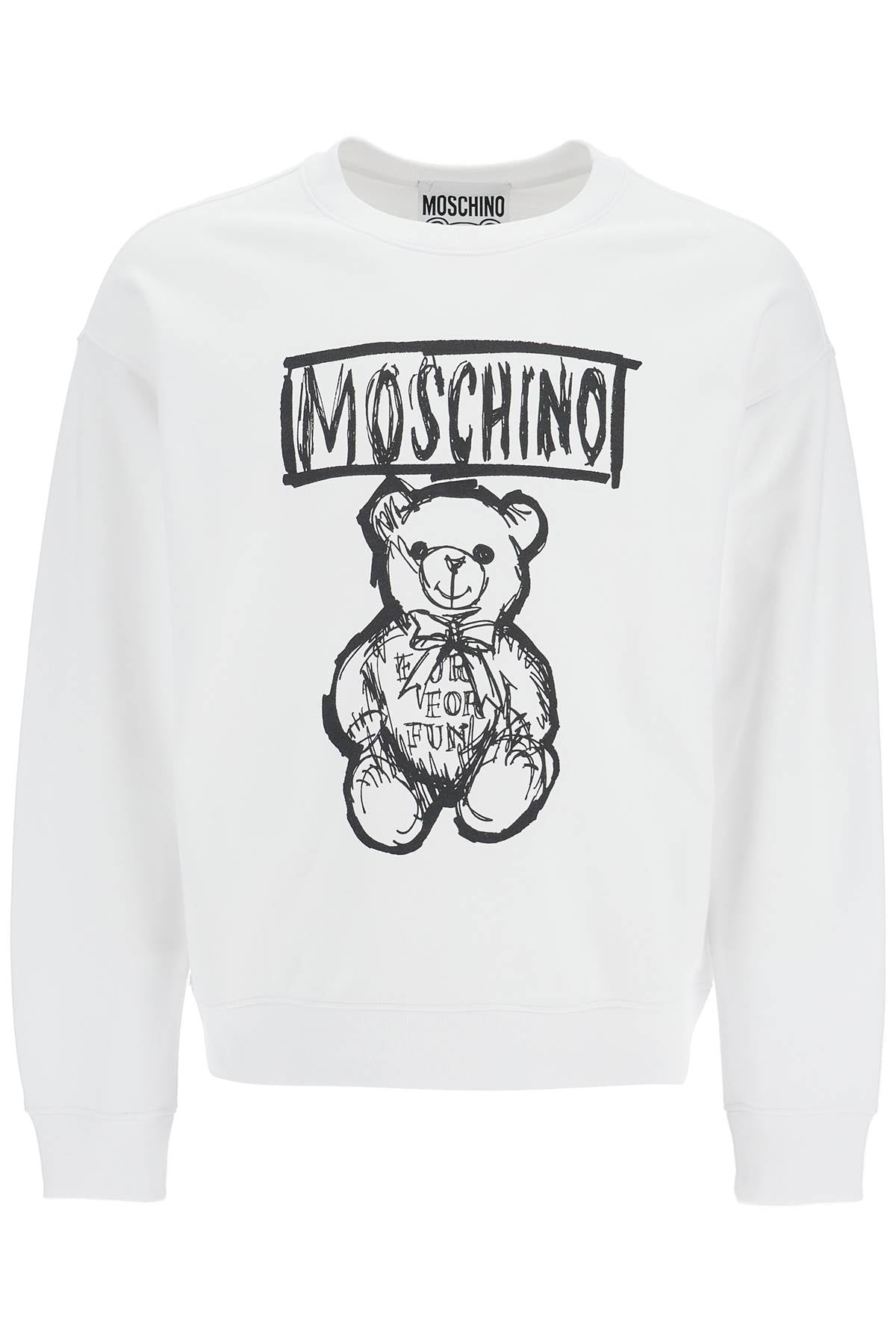 Teddy Bear Print Sweatshirt  - White