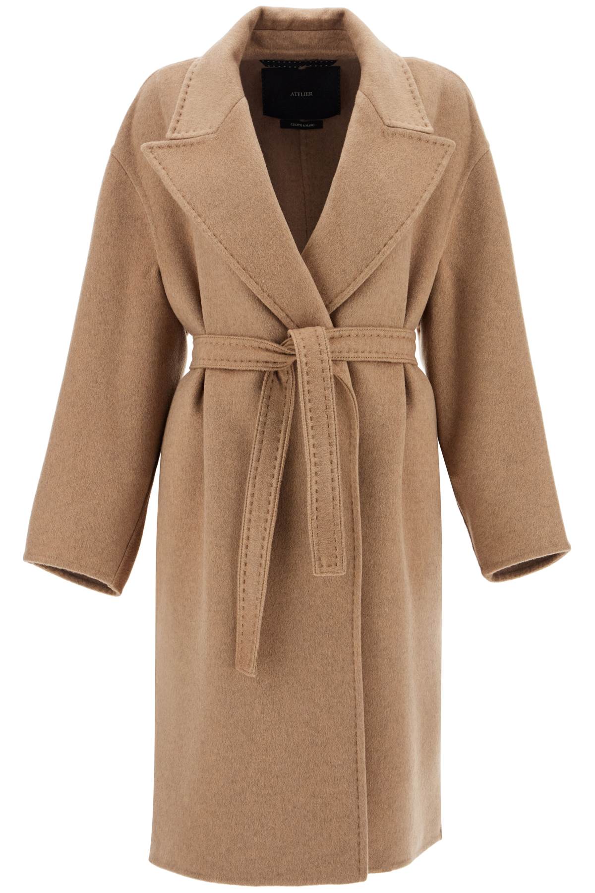 Cashmere Robe-style Coat With Eight  - Beige