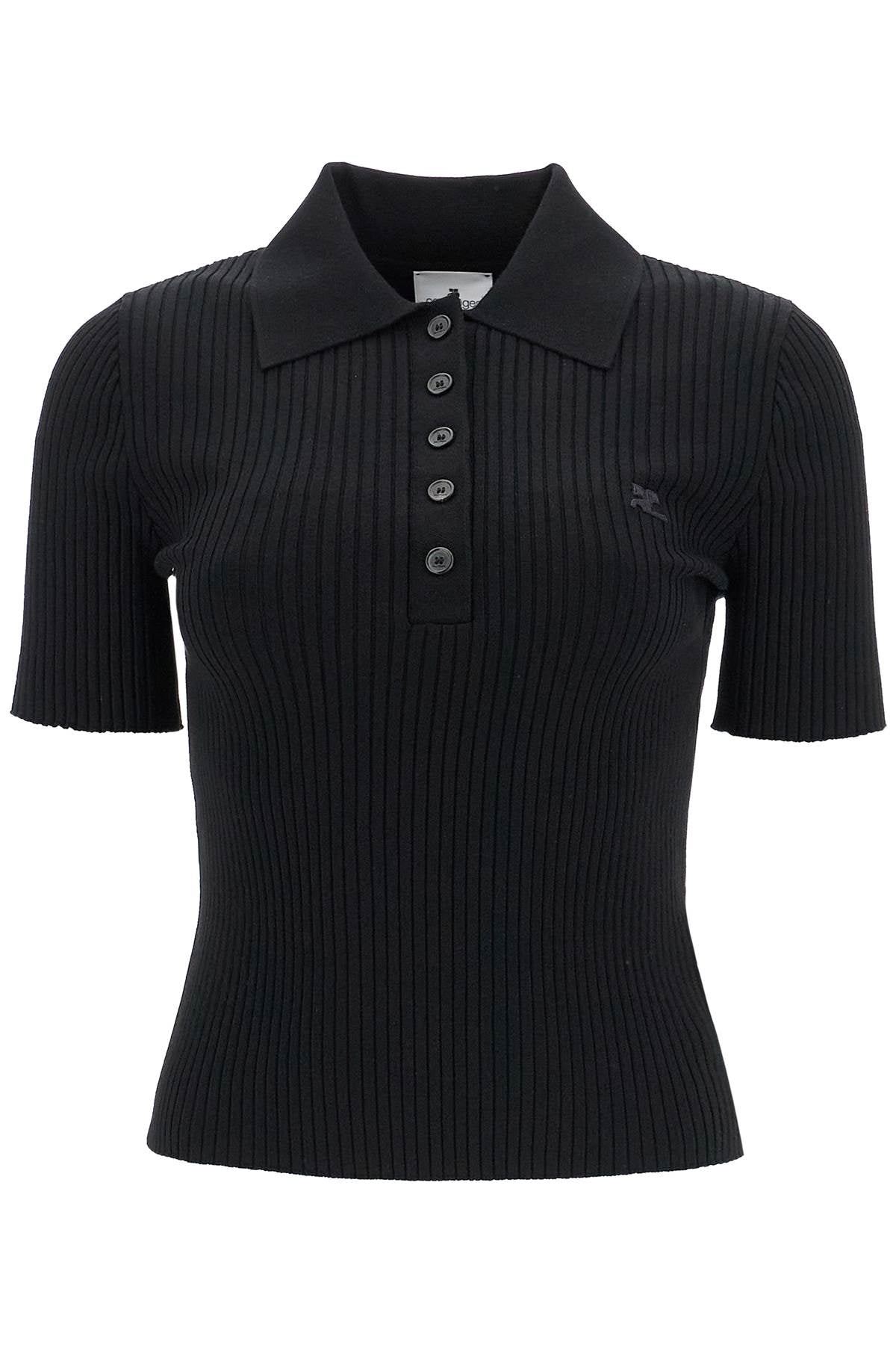 Short-sleeved Ribbed Polo  - Black