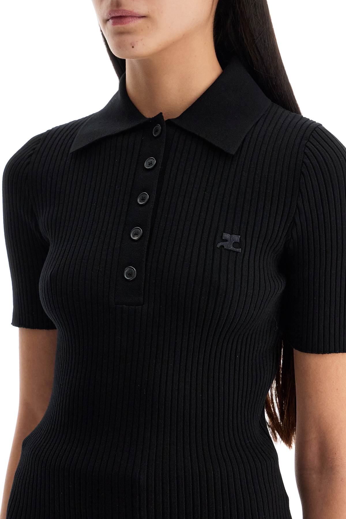 Short-sleeved Ribbed Polo  - Black