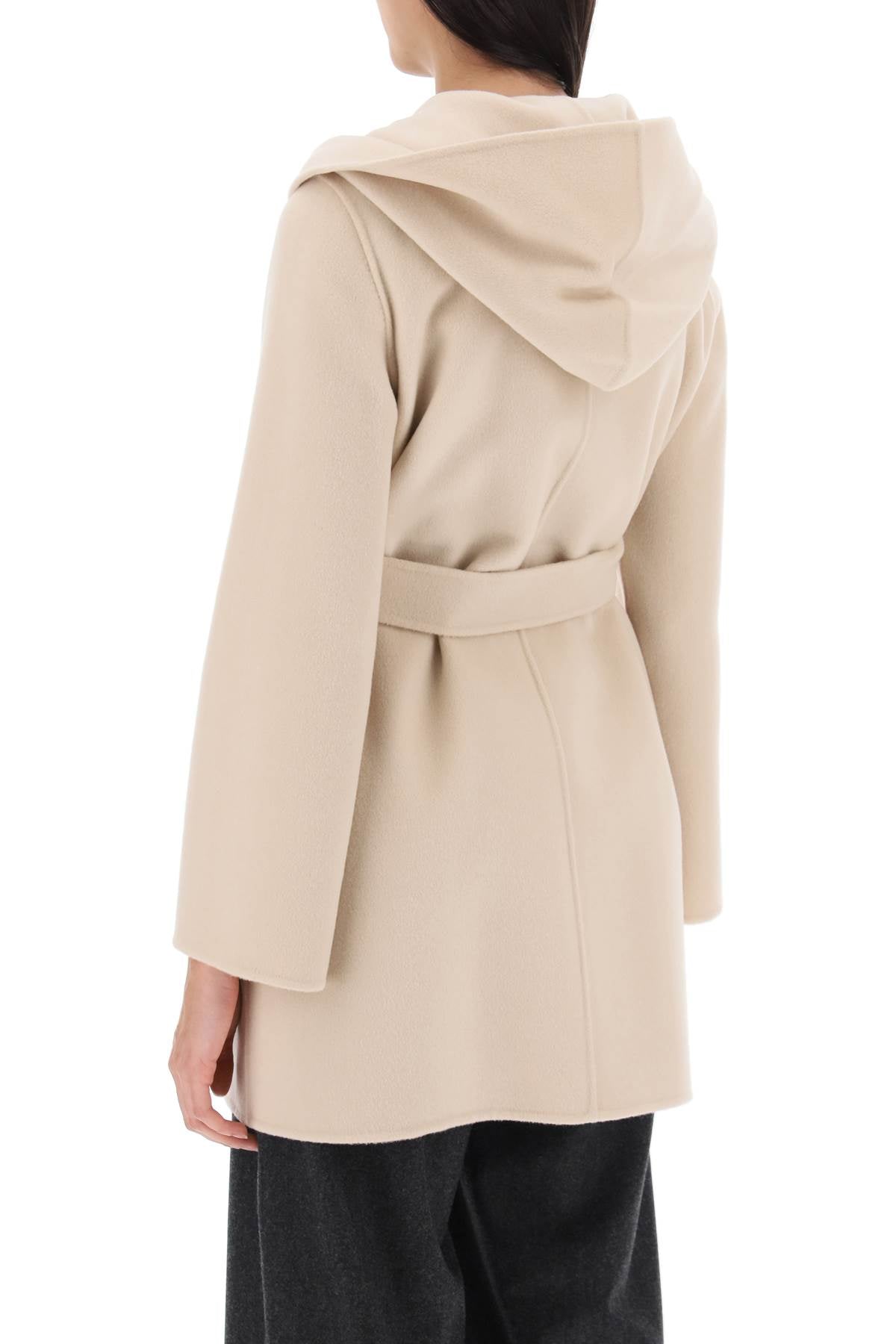 Vidim Cashmere And Wool Coat With Built-in Hood  - Beige