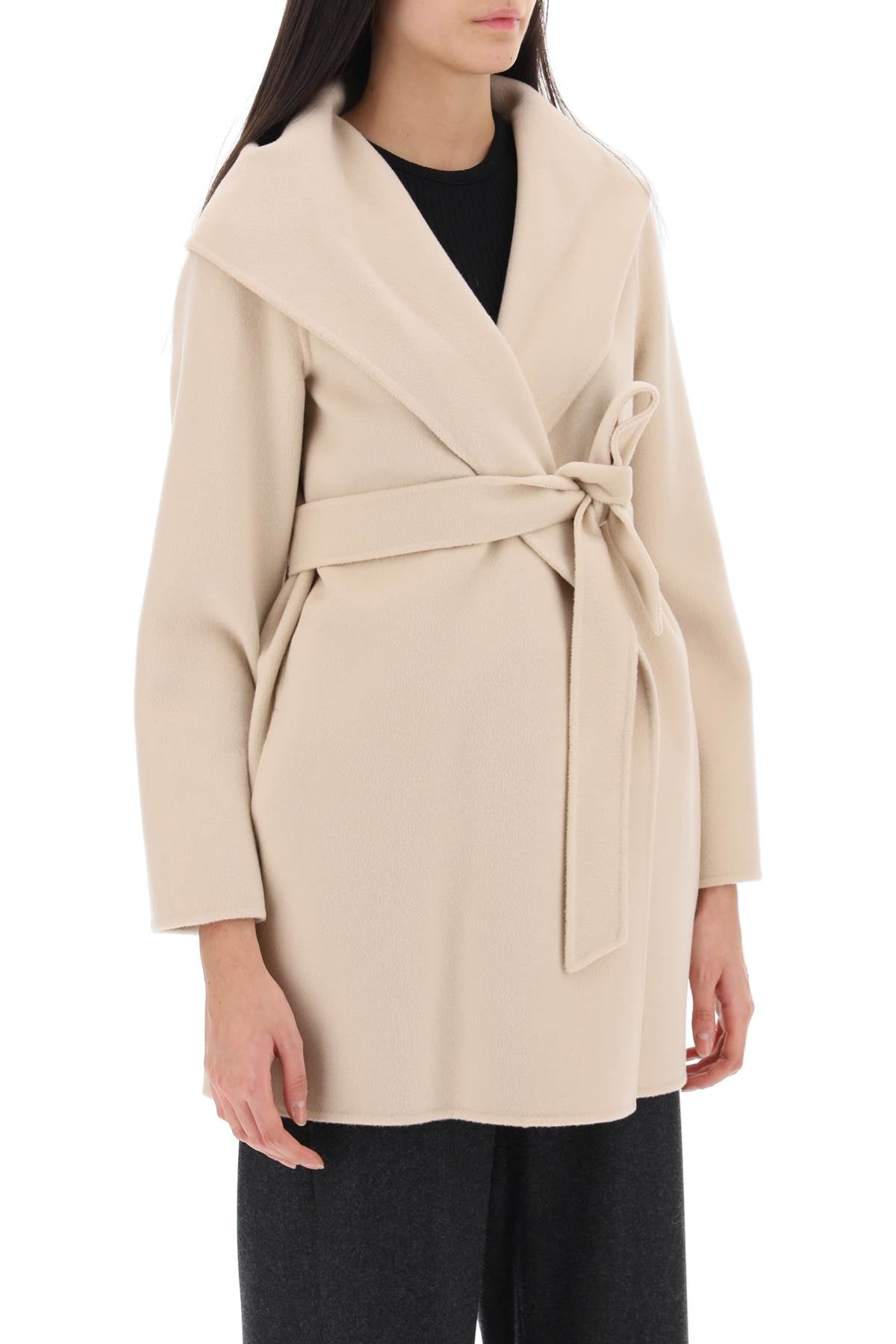 Vidim Cashmere And Wool Coat With Built-in Hood  - Beige