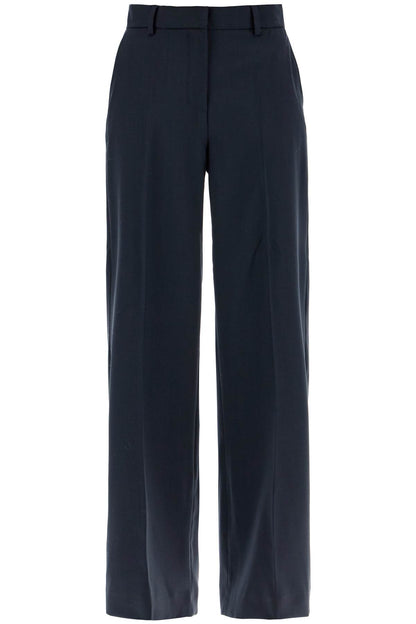 Wool Palazzo Trousers  - Blue