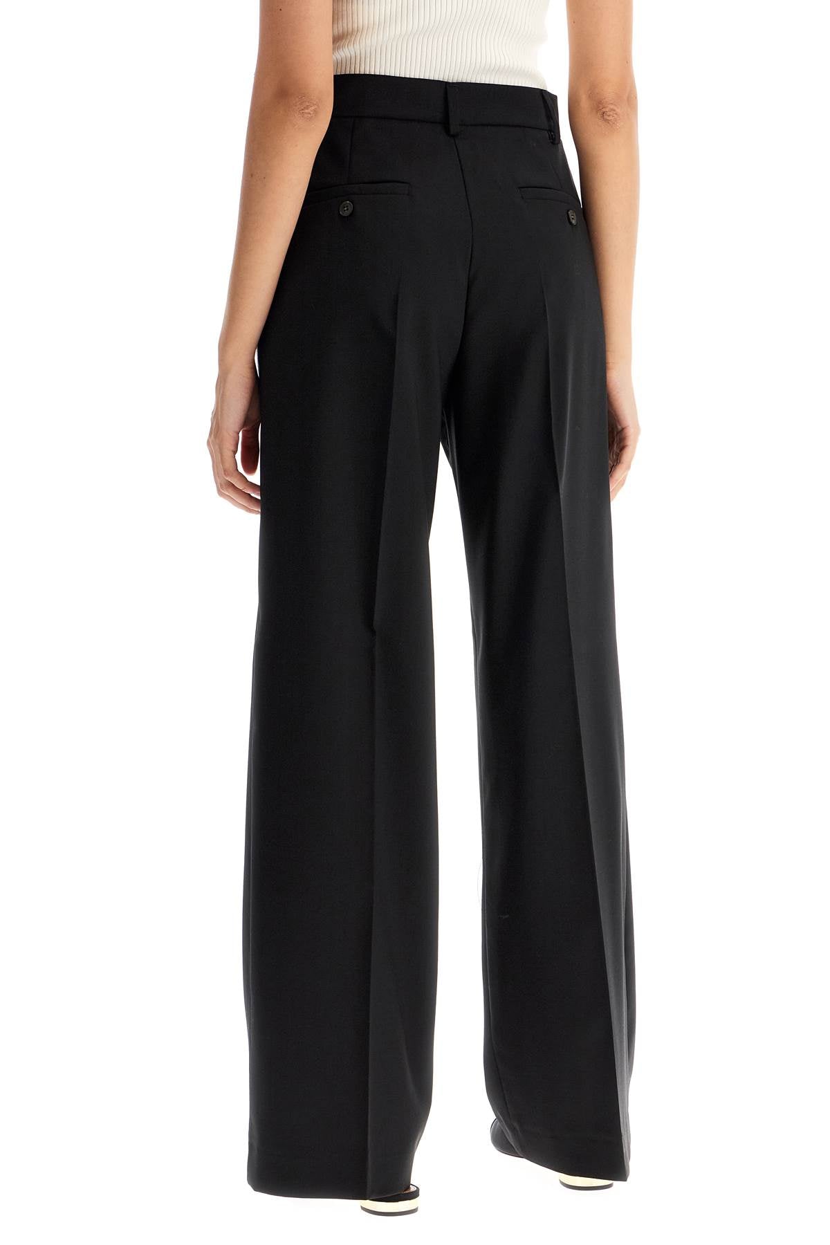 Wool Palazzo Trousers  - Black