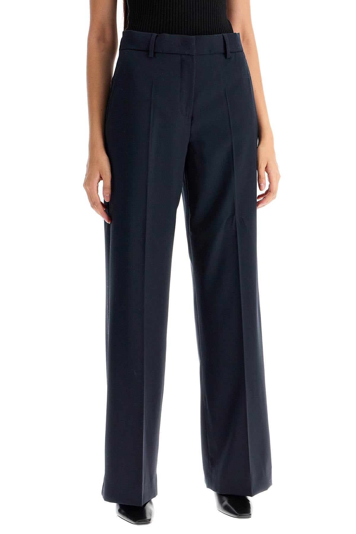 Wool Palazzo Trousers  - Blue