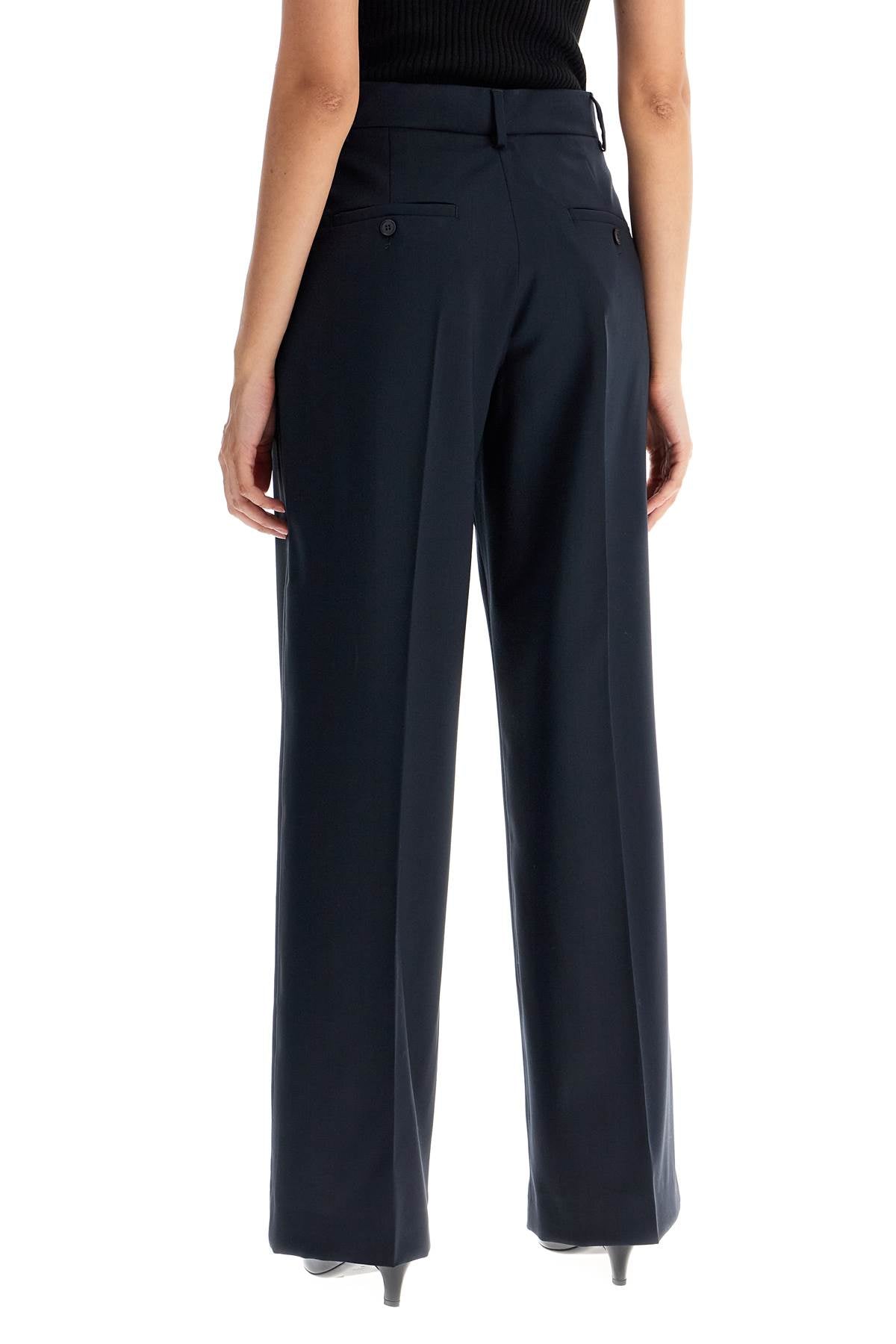 Wool Palazzo Trousers  - Blue