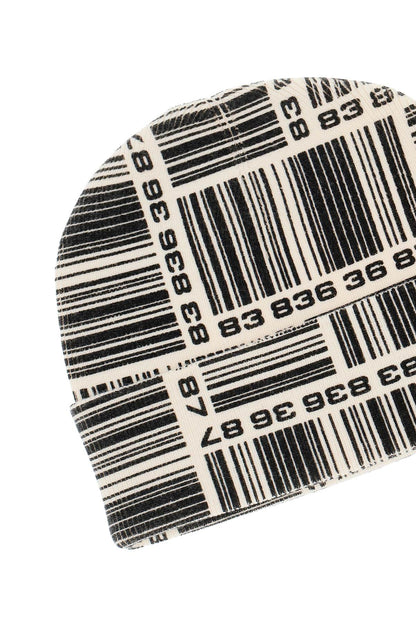 Barcode Monogram Beanie Hat  - Nero