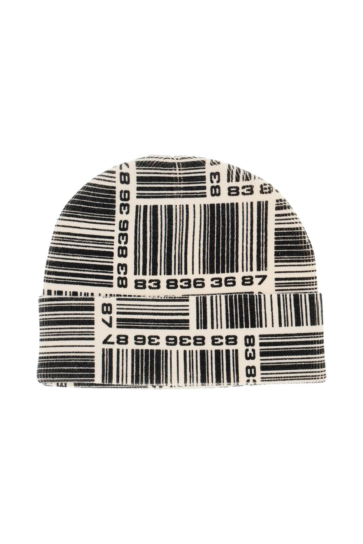 Barcode Monogram Beanie Hat  - Nero