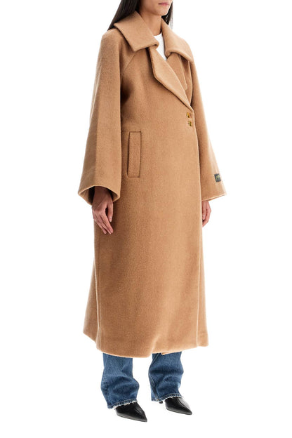 Long Recycled Wool Coat  - Beige