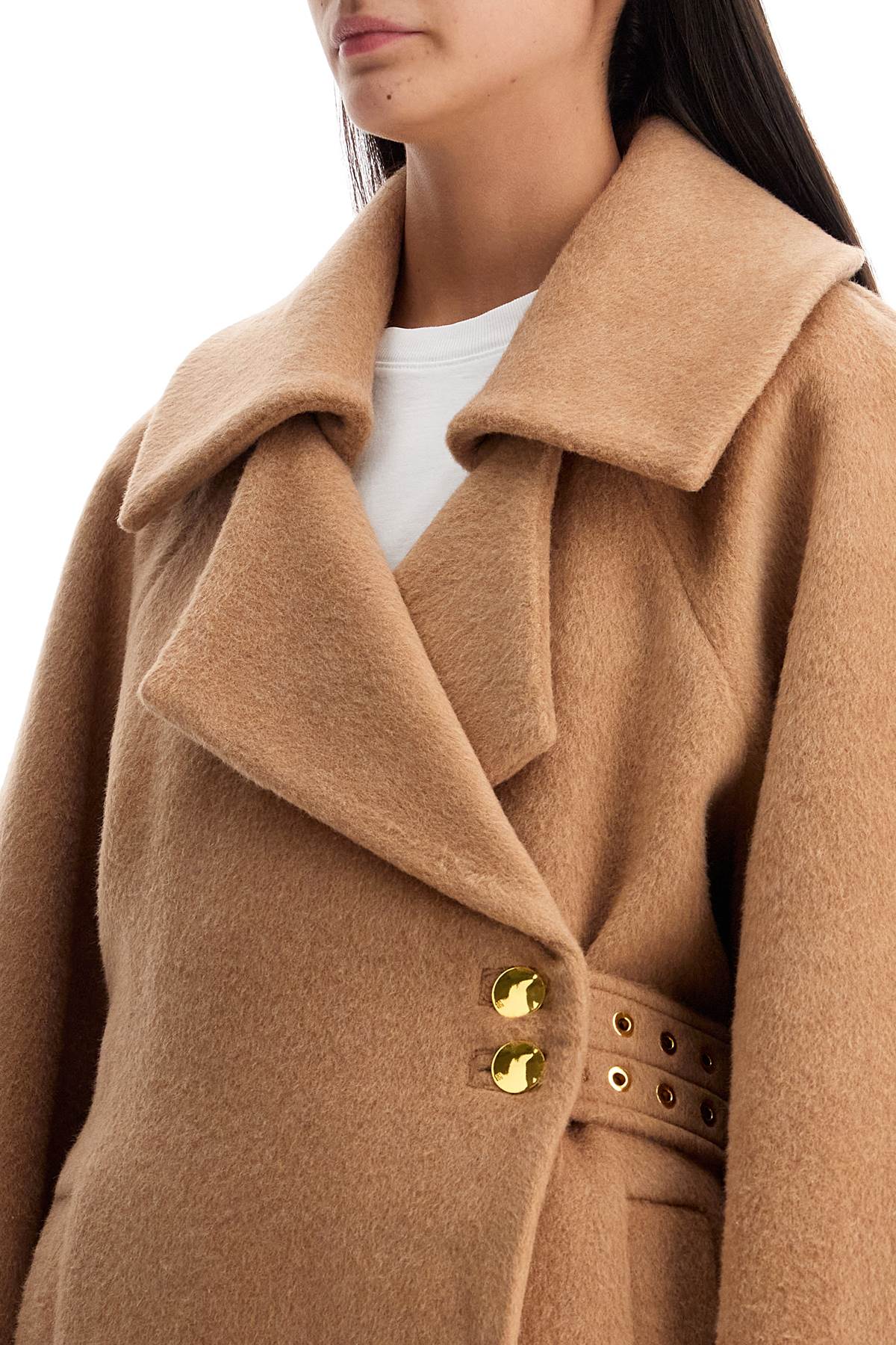 Long Recycled Wool Coat  - Beige