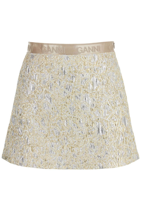 Metallic Cloquã© Mini Skirt  - Silver