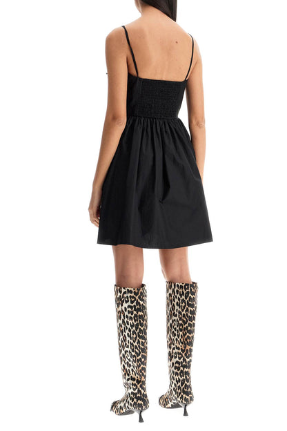 Flared Mini Dress With  - Black