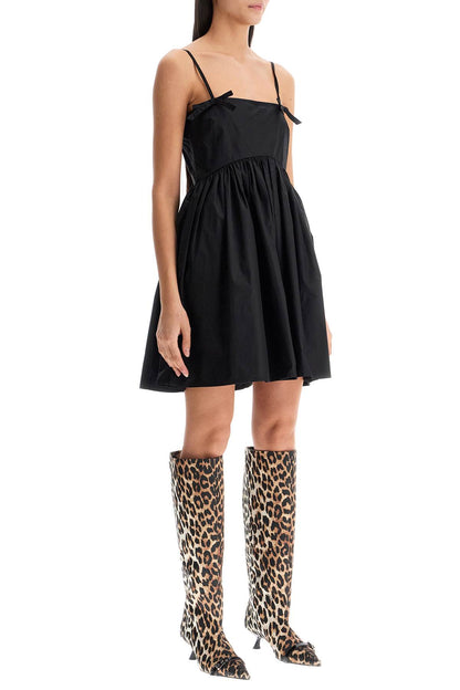 Flared Mini Dress With  - Black