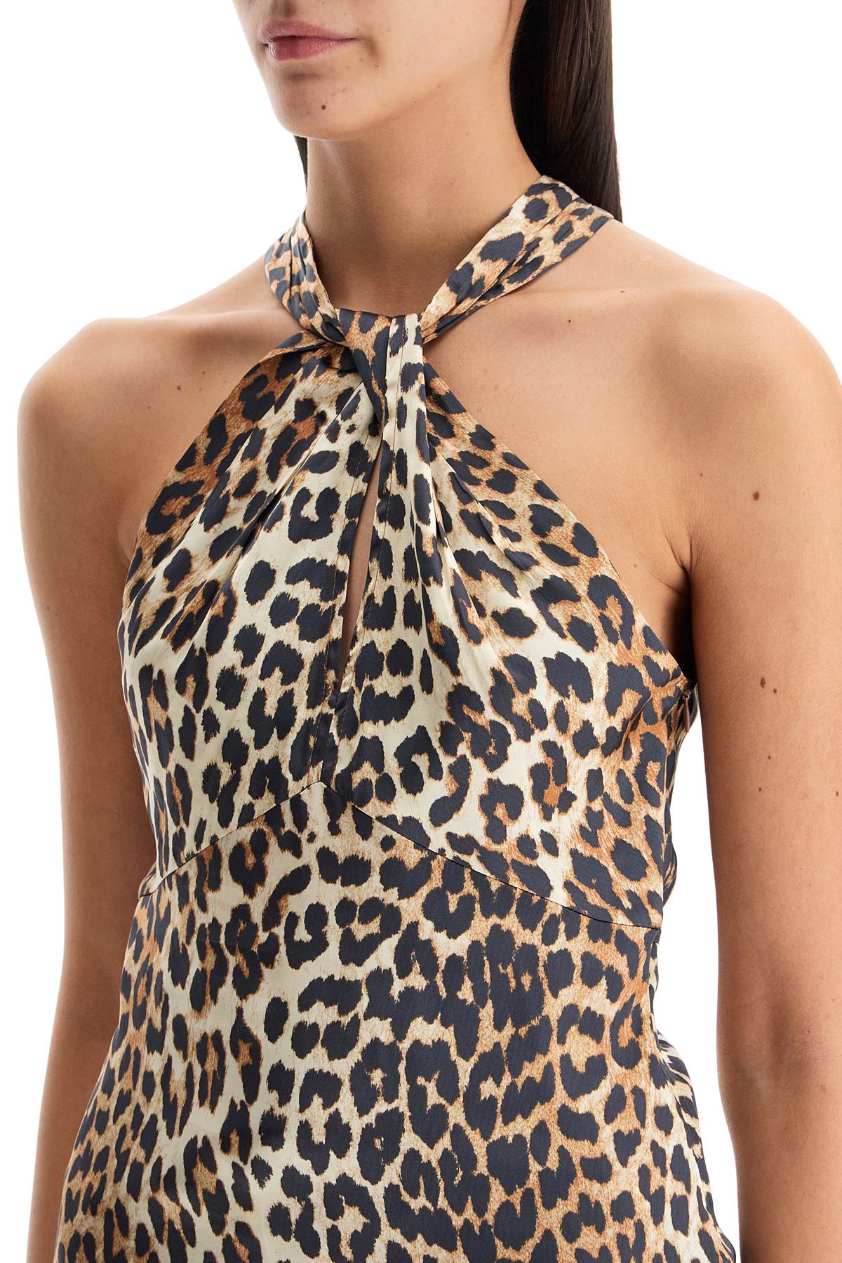 Leopard Print Satin Top For  - Brown