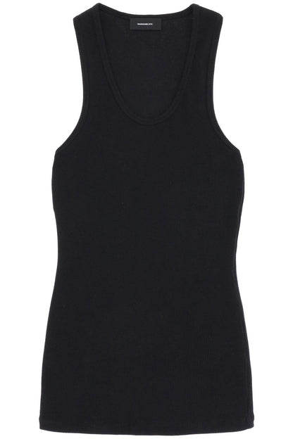 Ribbed Sleeveless Top With  - Black