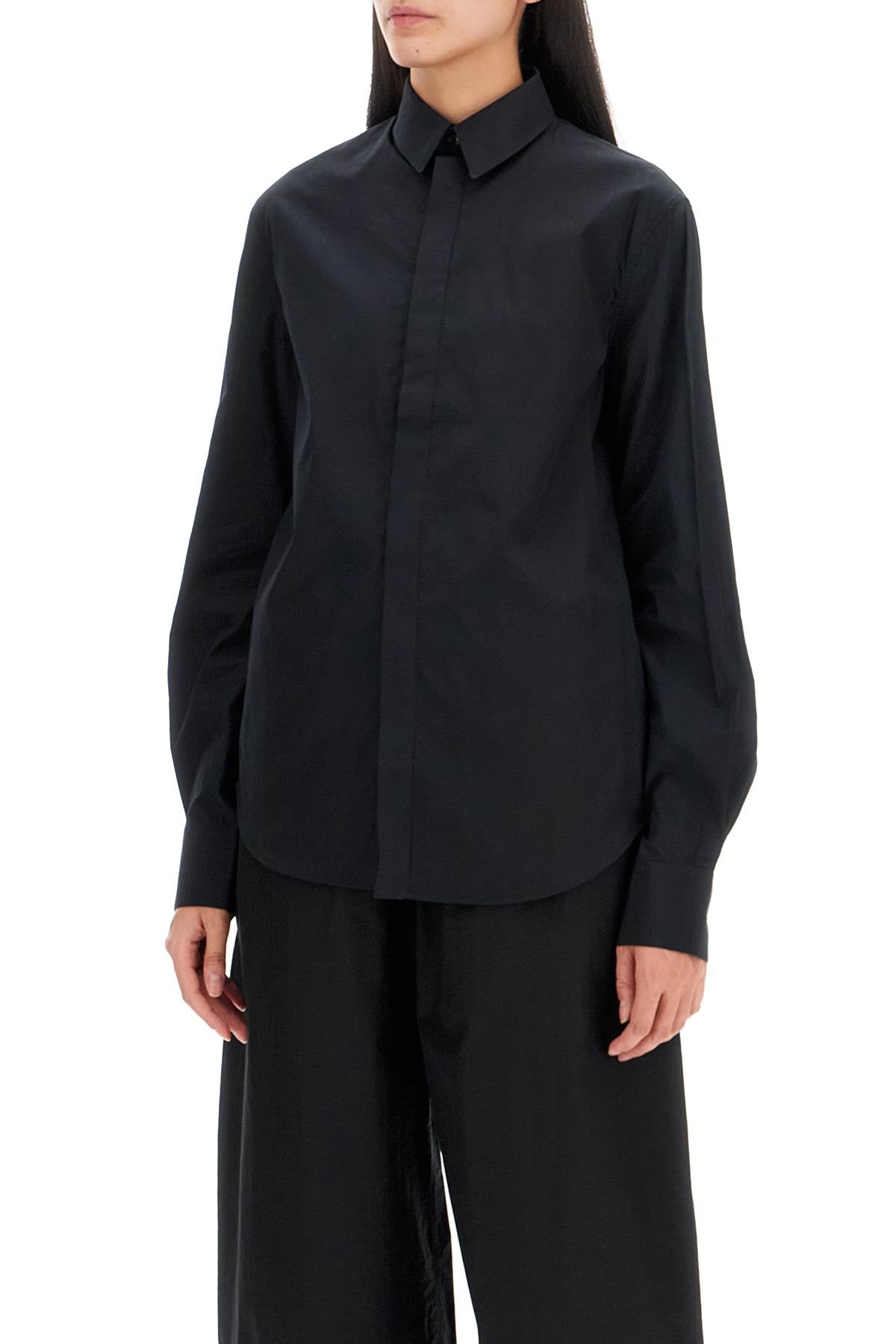 Flared Cotton Shirt For Women  - Black