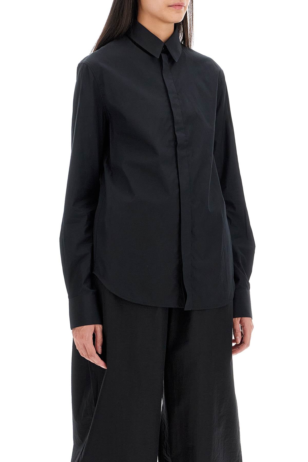 Flared Cotton Shirt For Women  - Black