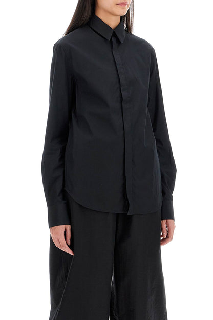 Flared Cotton Shirt For Women  - Black