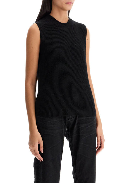 Cashmere Sleeveless Sweater  - Black