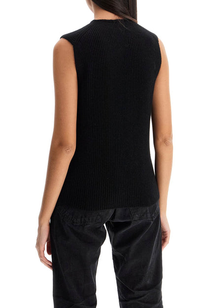 Cashmere Sleeveless Sweater  - Black