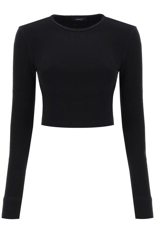 Hb Long-sleeved Cropped T-shirt  - Nero