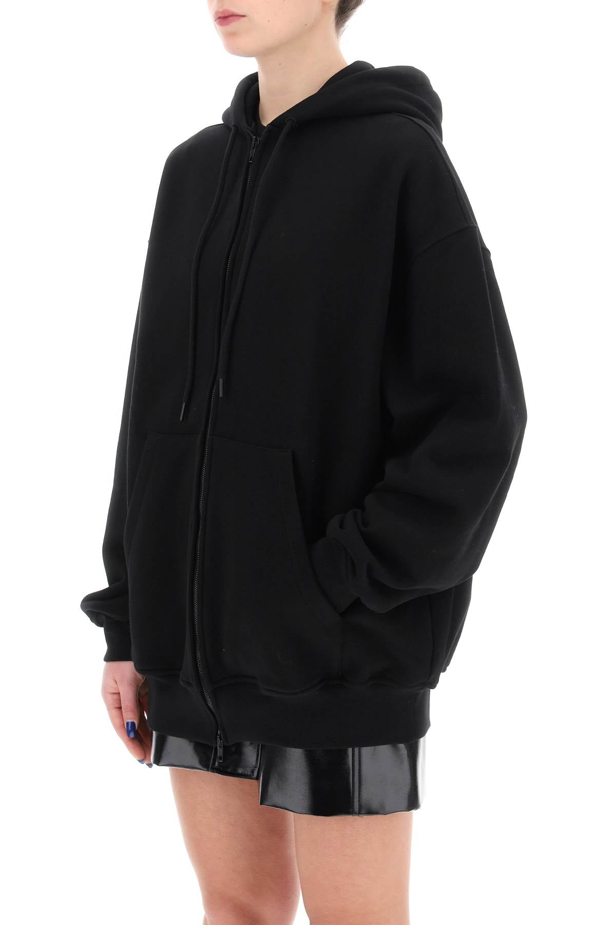 Oversized Zip-up Hoodie  - Black