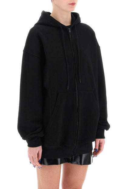 Oversized Zip-up Hoodie  - Black