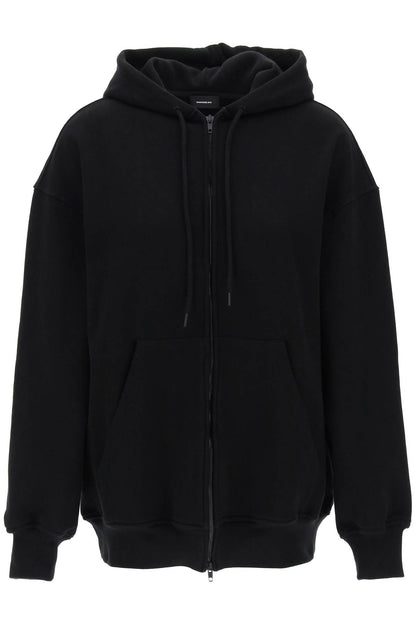 Oversized Zip-up Hoodie  - Black