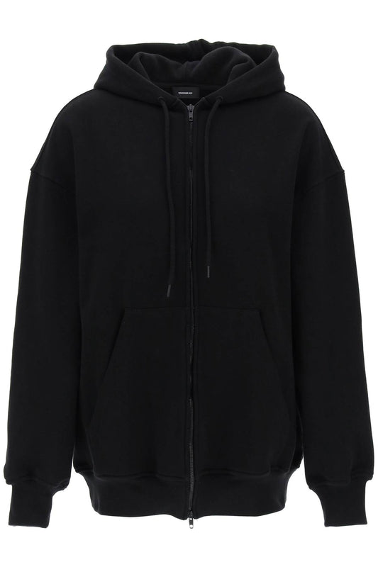 Oversized Zip-up Hoodie  - Black