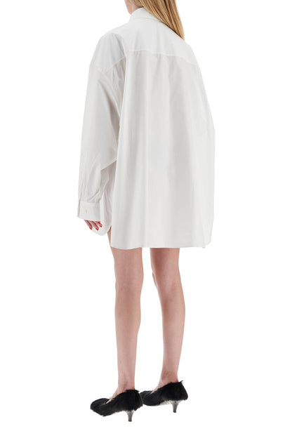 Mini Shirt Dress With Button Closure  - White