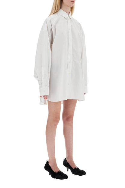 Mini Shirt Dress With Button Closure  - White