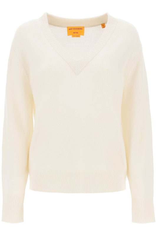 The V Cashmere Sweater  - Bianco