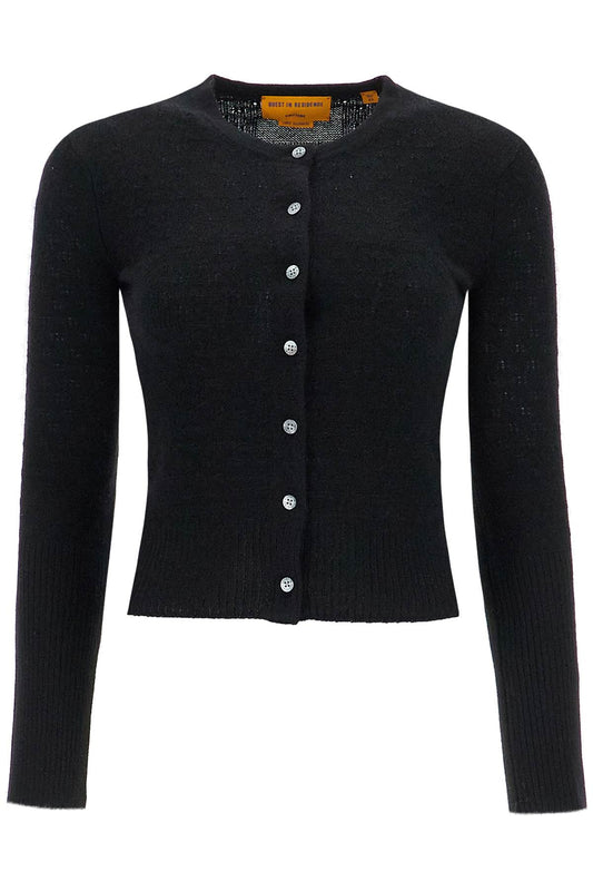 's Cashmere Pointelle Cardigan  - Black