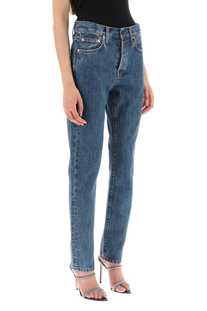 Slim Jeans With Acid Wash  - Blue