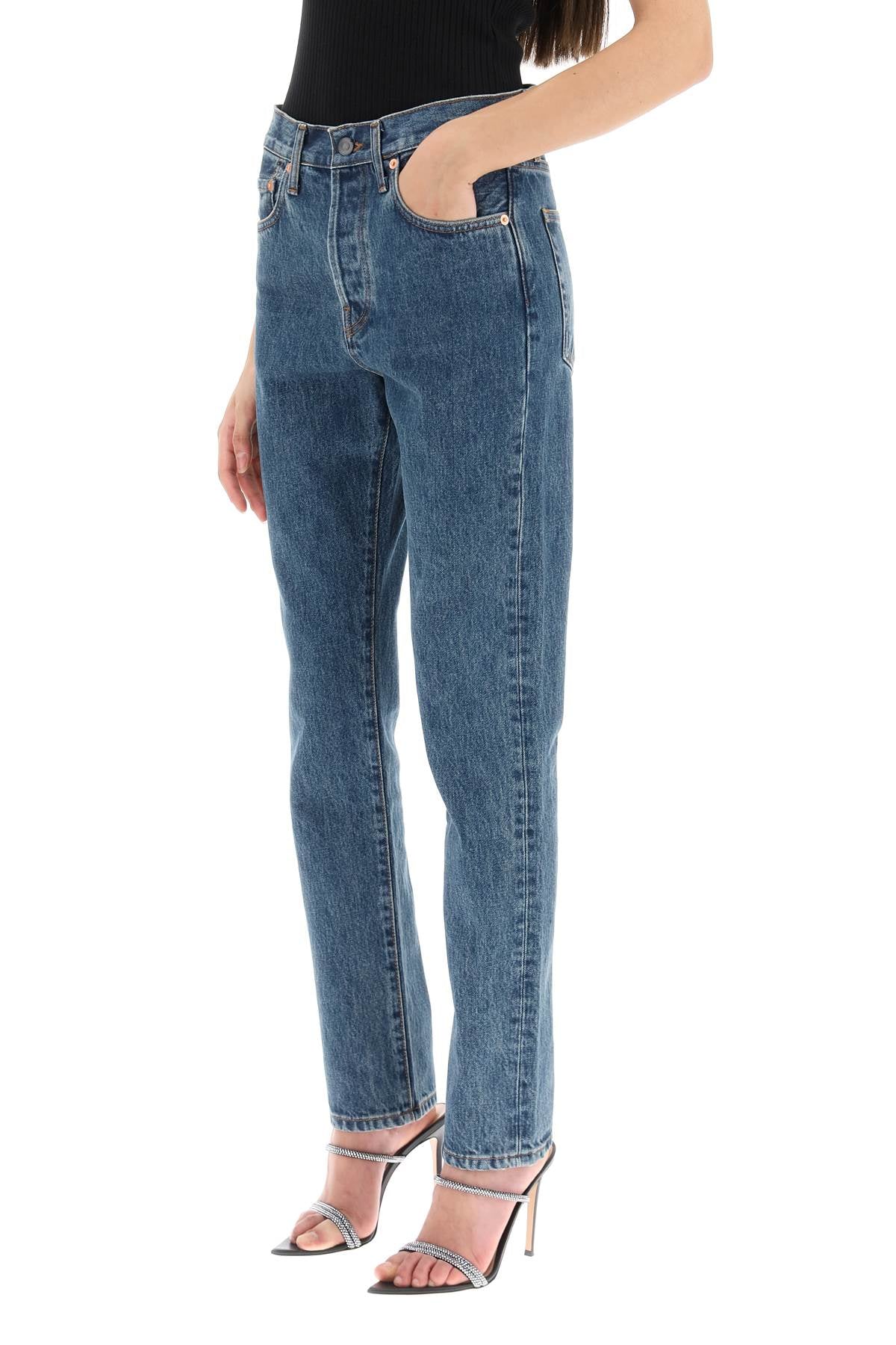 Slim Jeans With Acid Wash  - Blue