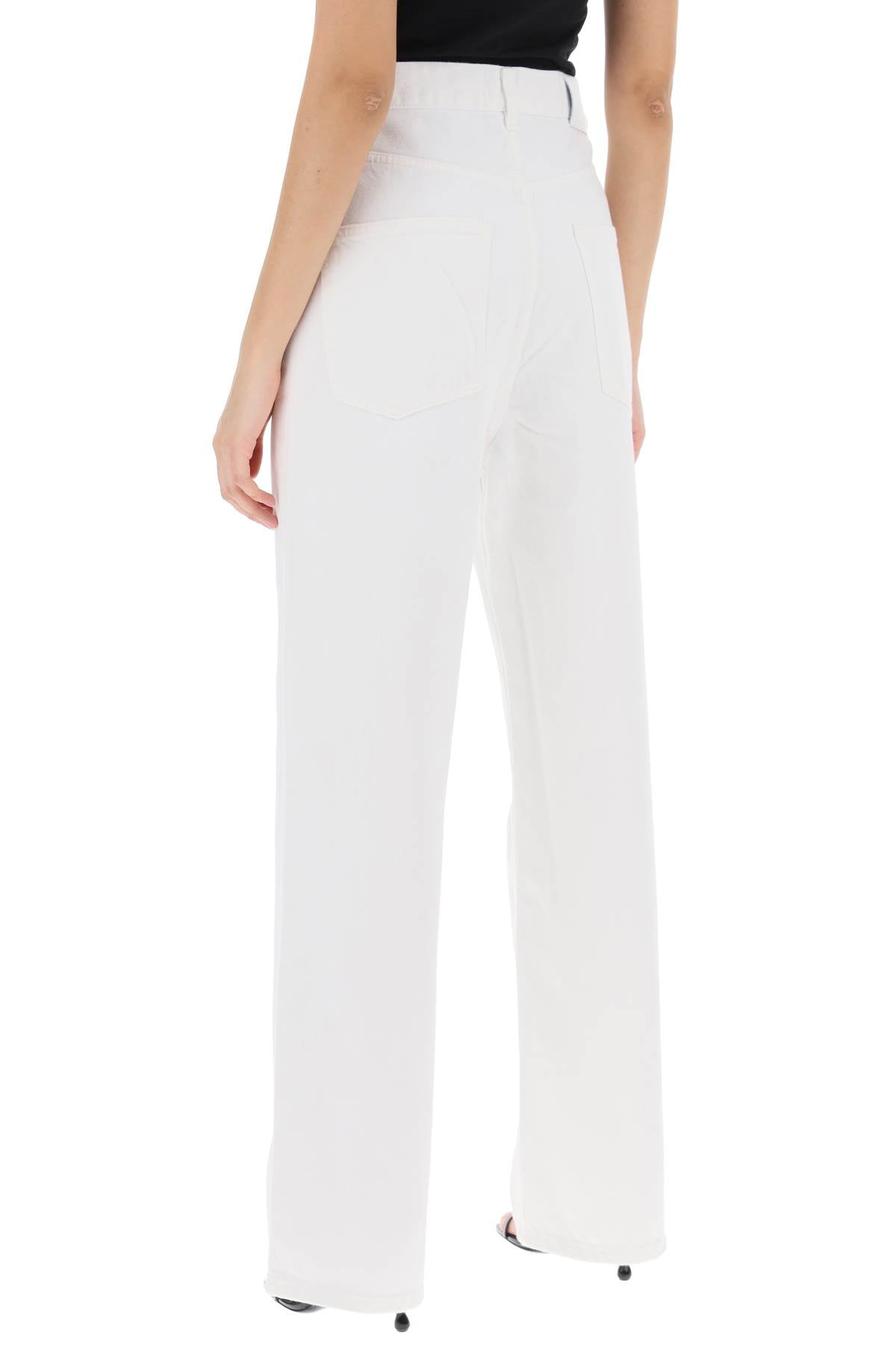 Low-waisted Loose Fit Jeans  - White