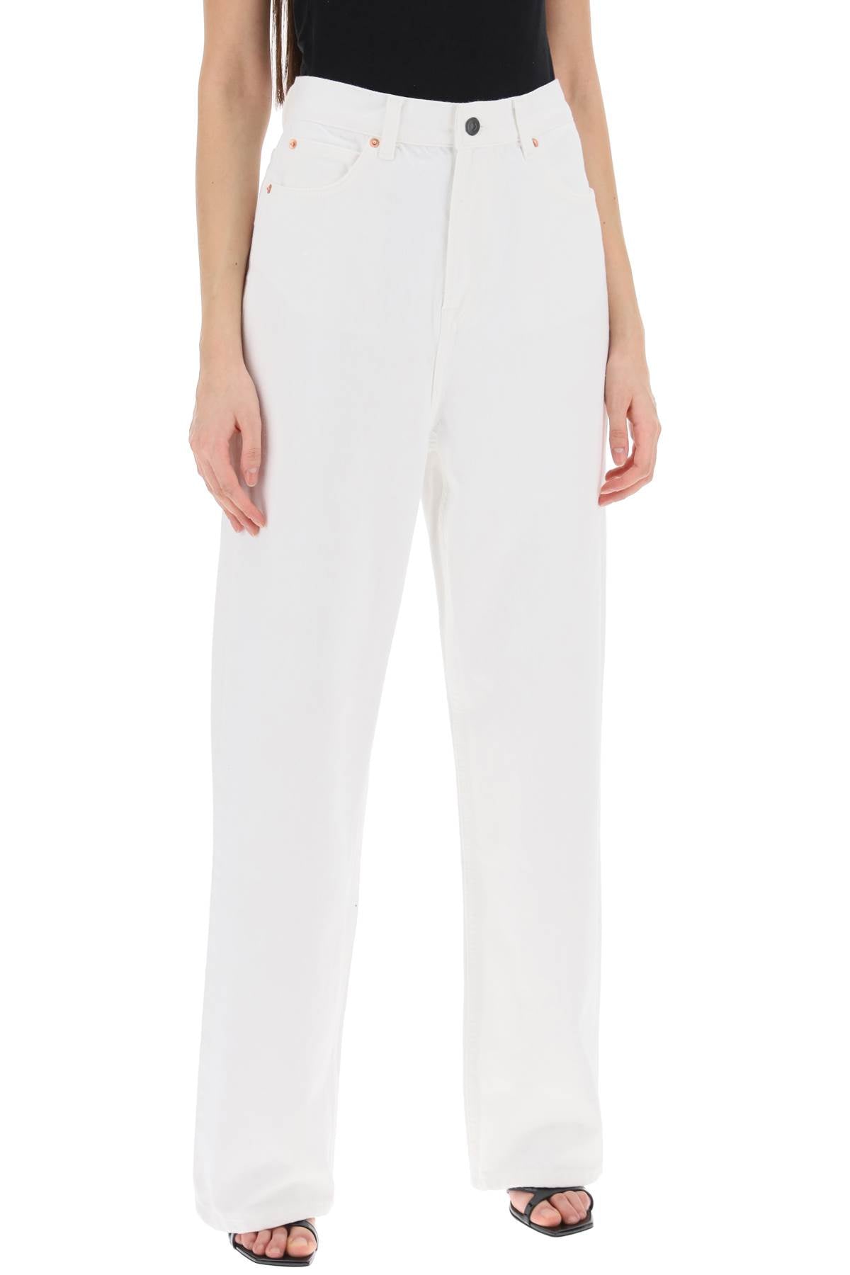 Low-waisted Loose Fit Jeans  - White