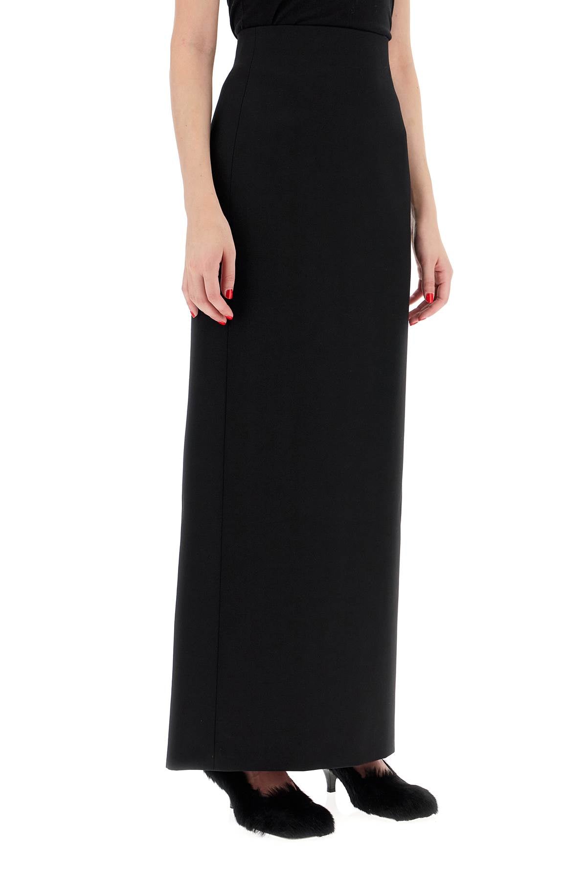 Long Skirt In Grain De Poudre  - Black