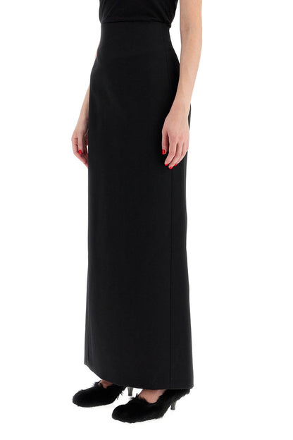 Long Skirt In Grain De Poudre  - Black