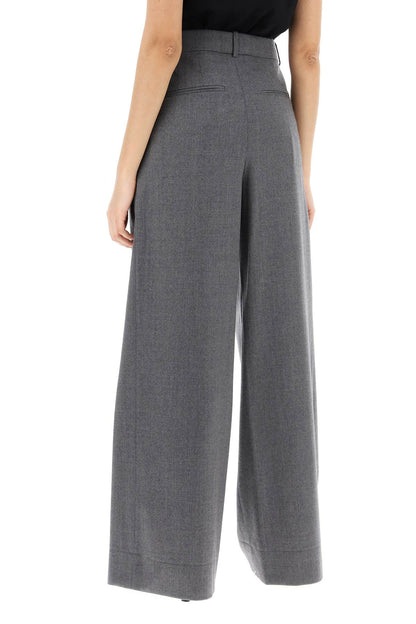 Wide Leg Flannel Trousers For Men Or  - Grey