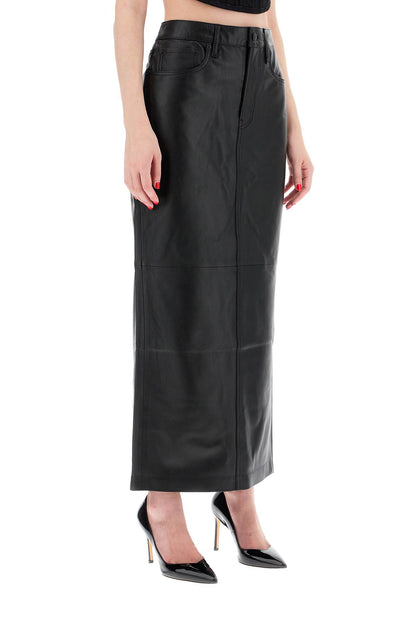 Leather Column Skirt For Women  - Black