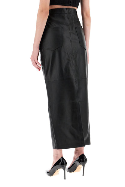 Leather Column Skirt For Women  - Black