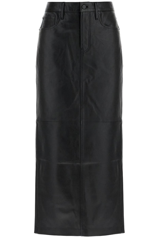 Leather Column Skirt For Women  - Black