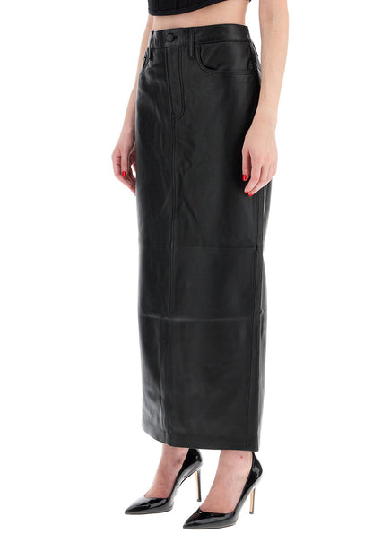 Leather Column Skirt For Women  - Black