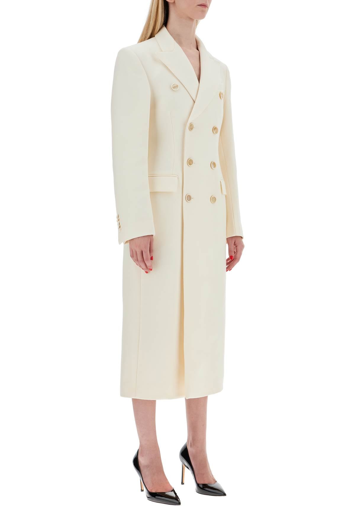 Double-breasted Maxi Coat  - White