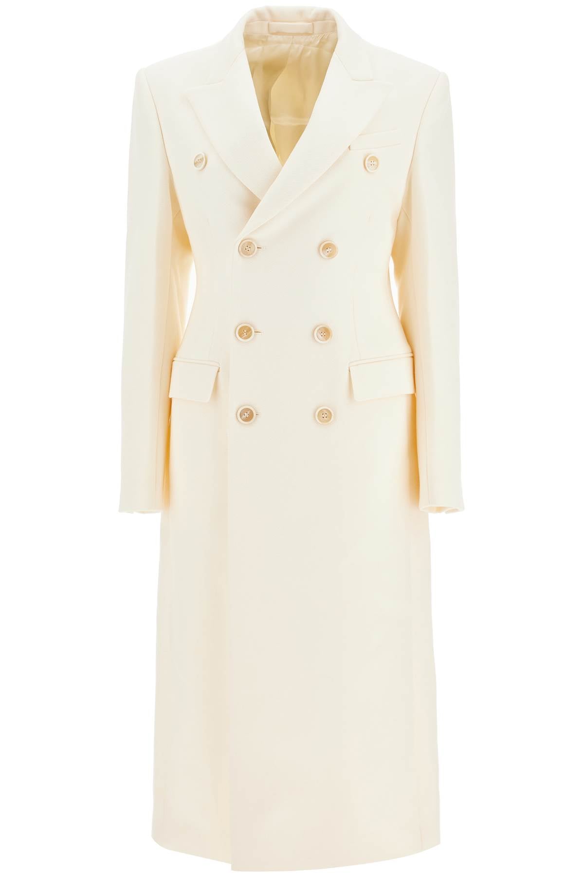 Double-breasted Maxi Coat  - White