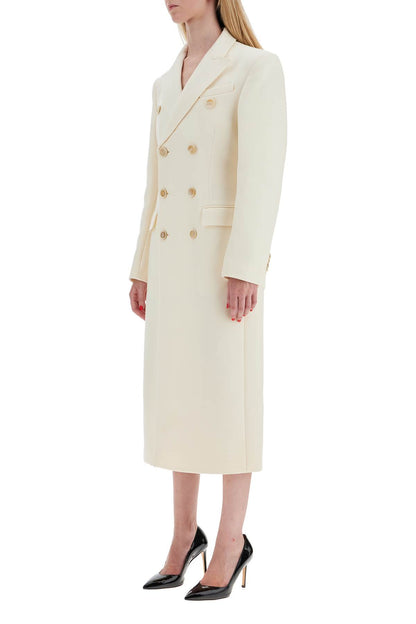 Double-breasted Maxi Coat  - White