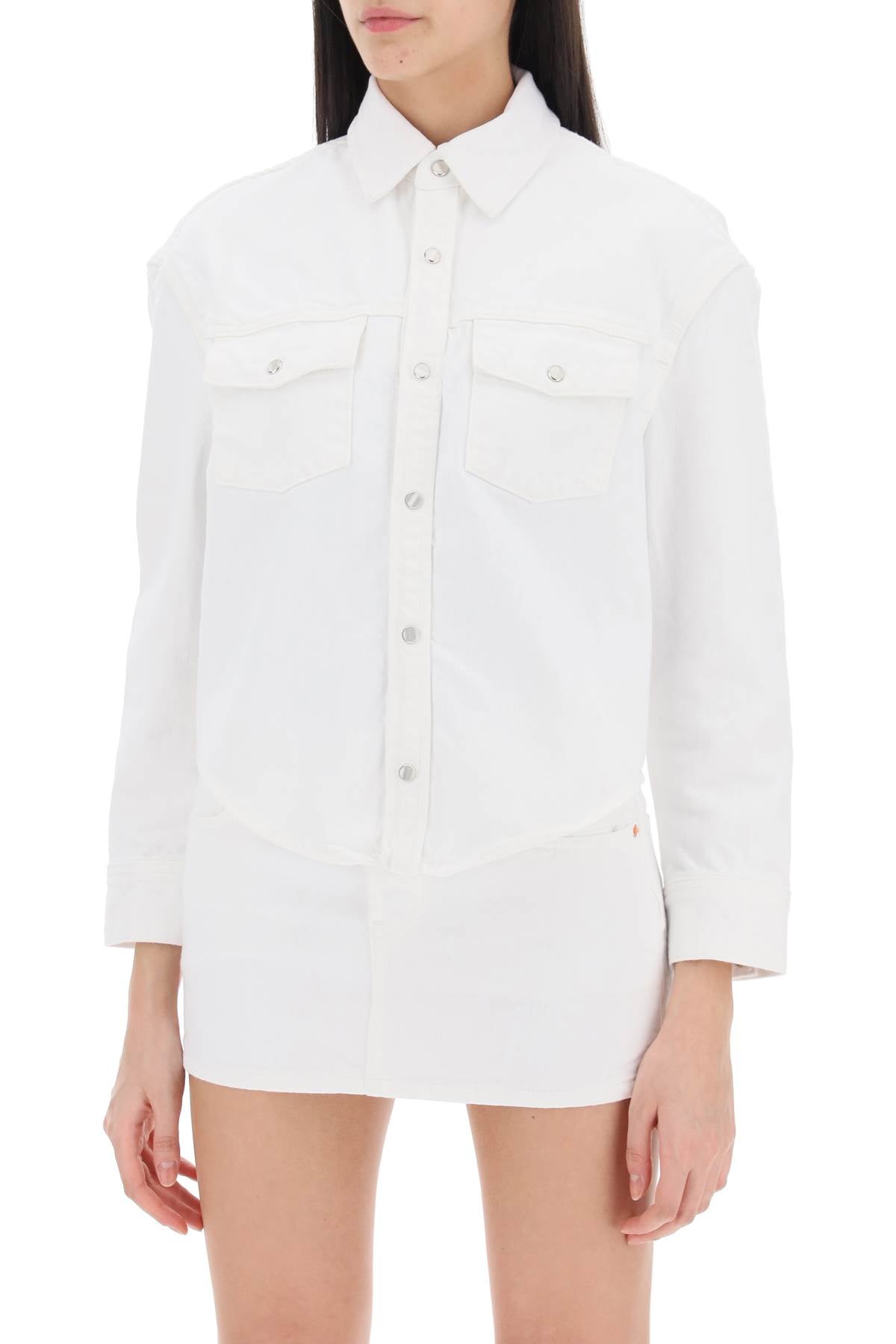 Boxy Denim Overshirt  - White