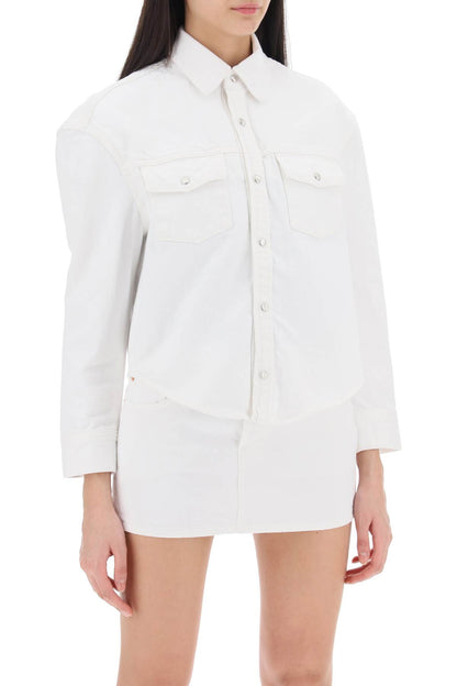 Boxy Denim Overshirt  - White