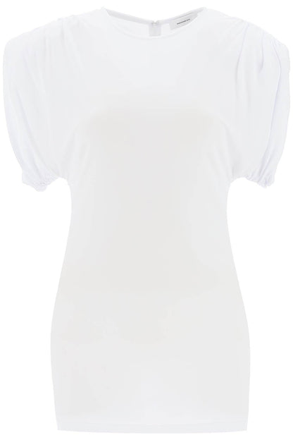 Mini Sheath Dress With Structured Shoulders  - Bianco